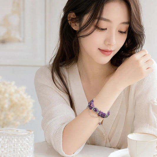 Natural Amethyst Double Layer Crystal Bracelet – Calm Anxiety & Embrace Abundance