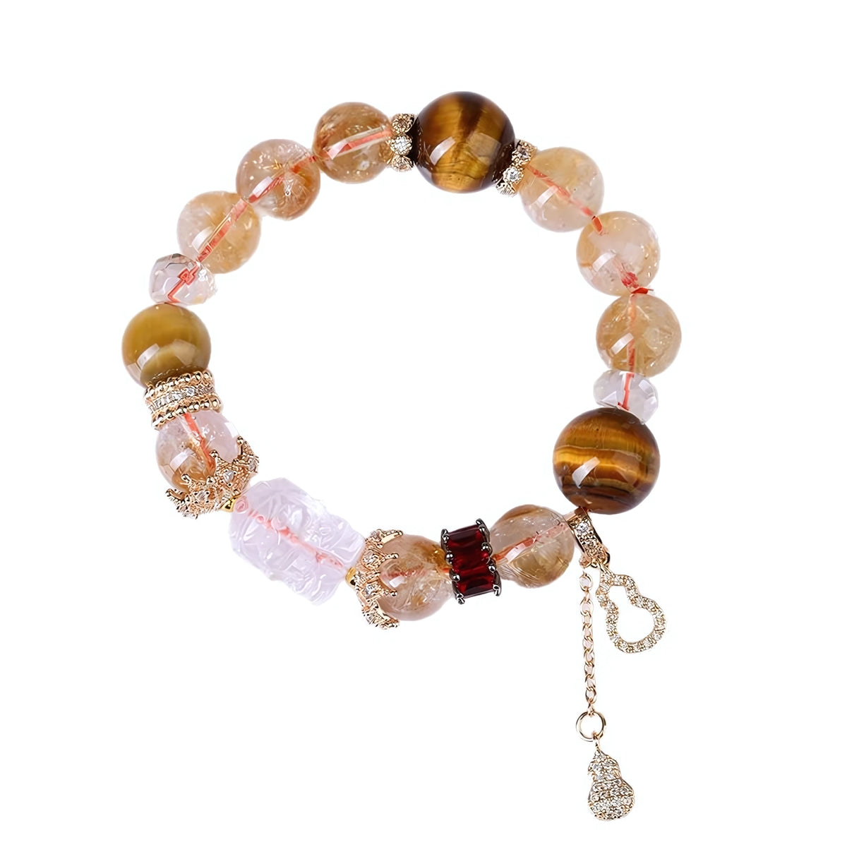 Tiger Eye · Citrine · Clear Quartz Bracelet — Wealth · Clarity · Golden Abundance