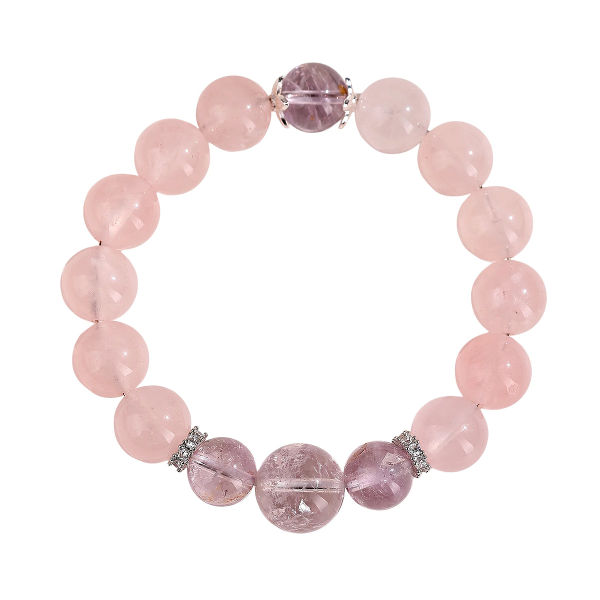 Dreaming in Pink & Violet — Rose Quartz & Purple Phantom Quartz Bracelet