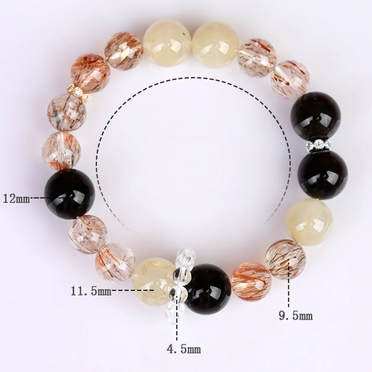 Black Obsidian · Gold Rutilated Quartz · Citrine Bracelet — Protection · Wealth · Abundance