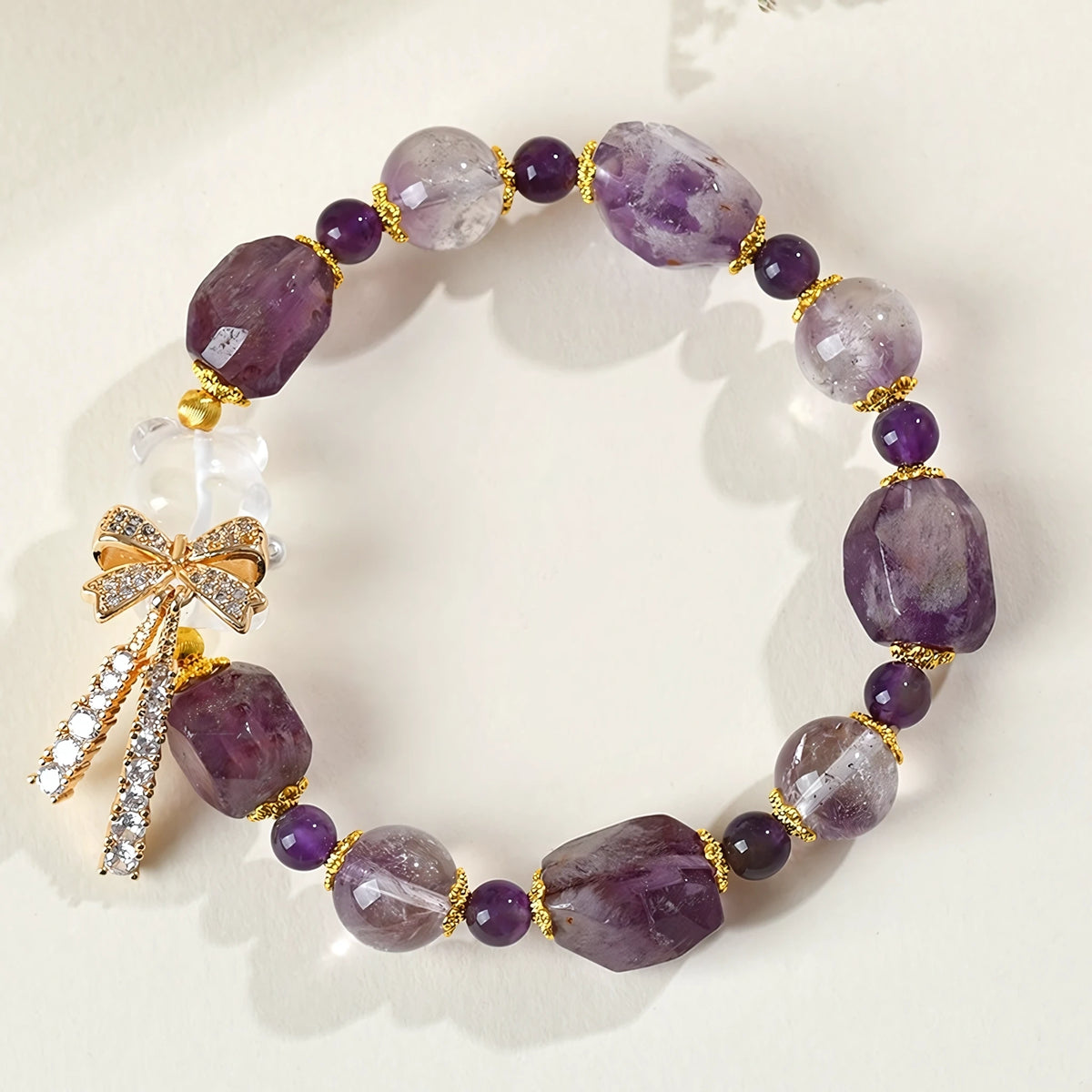 Natural Amethyst Raw Stone Bracelet – Release Stress & Embrace Graceful Abundance