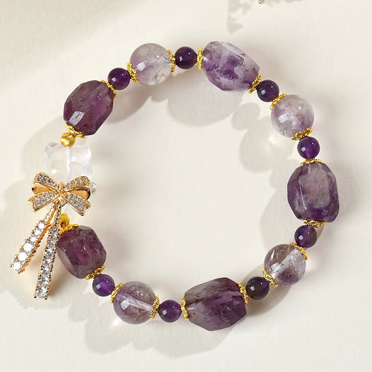 Natural Amethyst Raw Stone Bracelet – Release Stress & Embrace Graceful Abundance