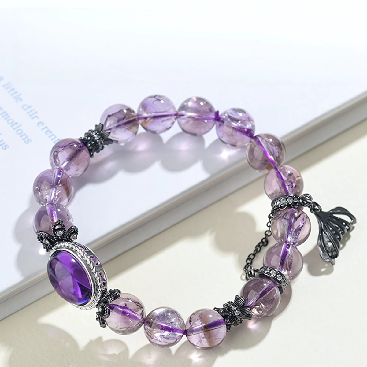 Let Serenity Find You — Amethyst Oval Gemstone Crystal Bracelet