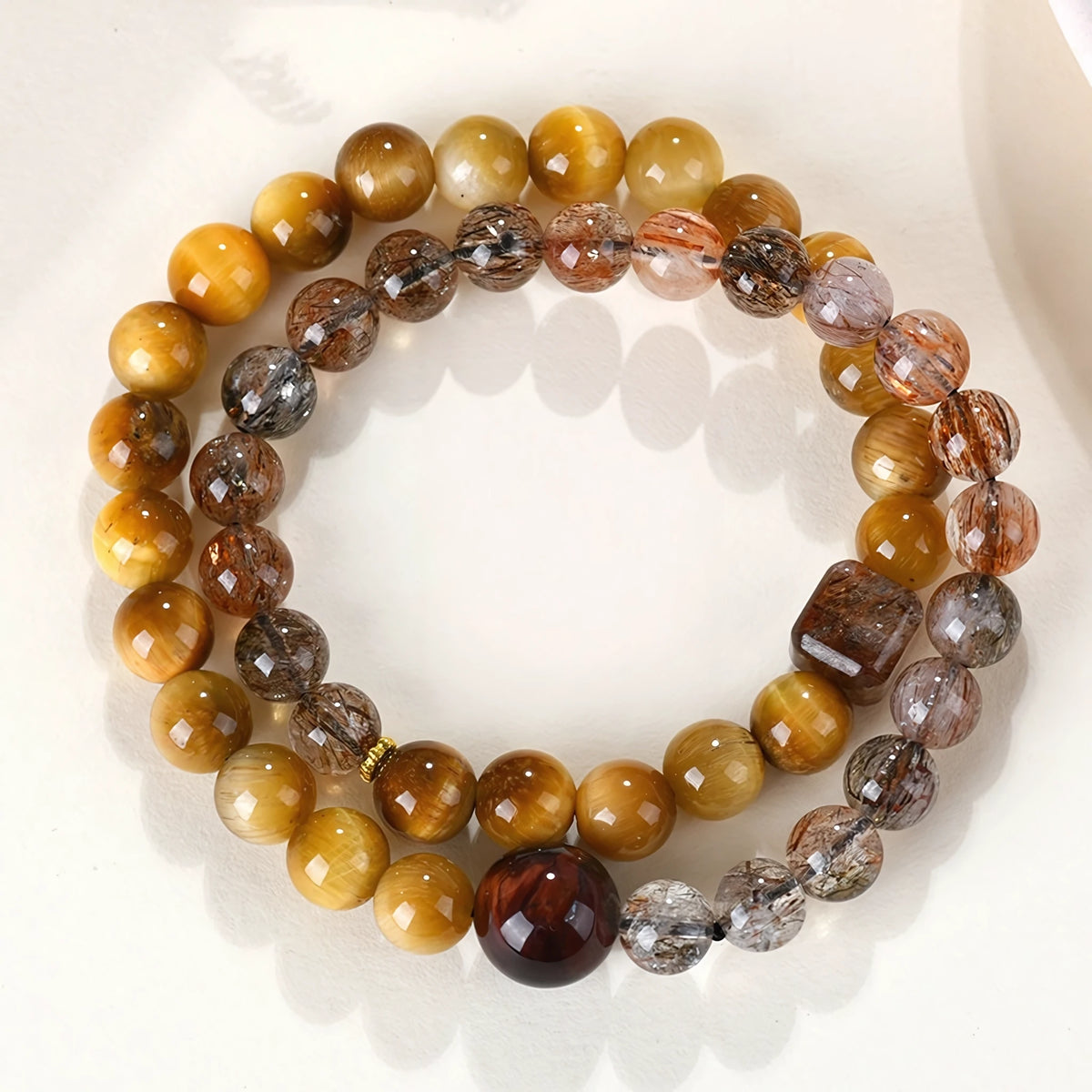 Golden Tiger Eye · Red Tiger Eye Double Wrap Bracelet — Abundance · Passion · Unstoppable Drive