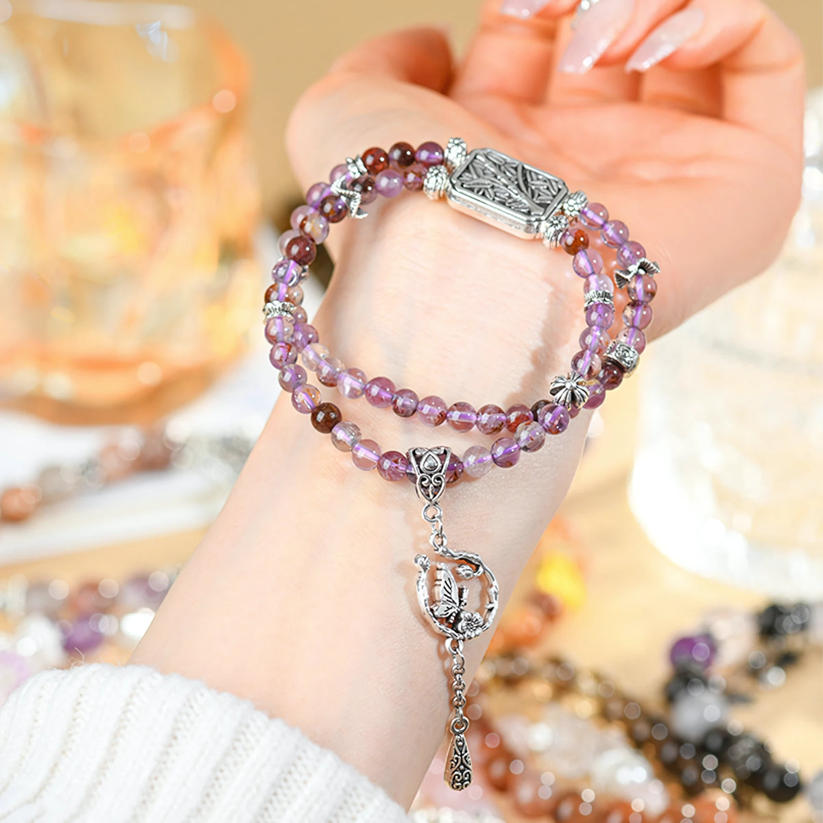 Awaken Your Inner Radiance — Amethyst Double Layer Crystal Bracelet