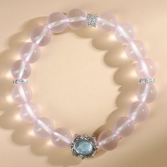 Soft, Seen & Deeply Loved — Rose Quartz & Aquamarine Vintage Bracelet