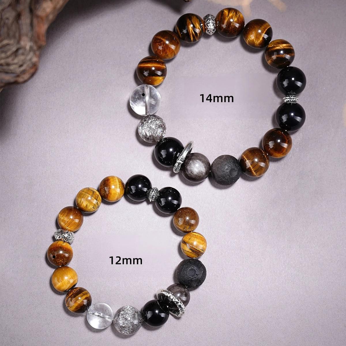 Tiger Eye · Silver Obsidian Couples Bracelet — Strength · Protection · Together in Power