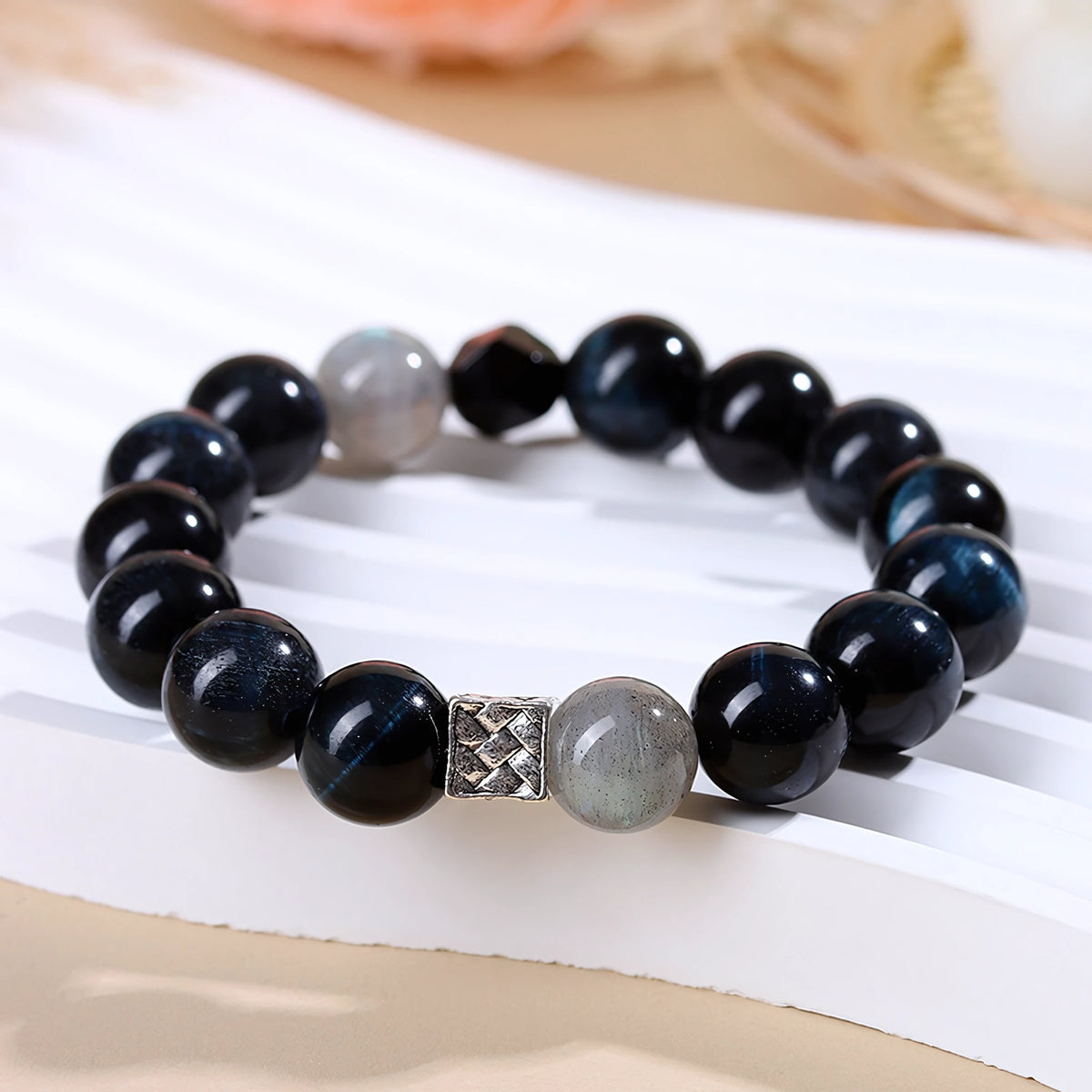 Blue Tiger Eye · Labradorite Bracelet — Confidence · Clarity · Deep Intuition