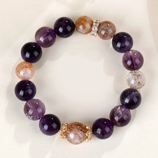 Natural Amethyst & Super Seven Crystal Bracelet – Awaken Your Intuition & Attract Abundance