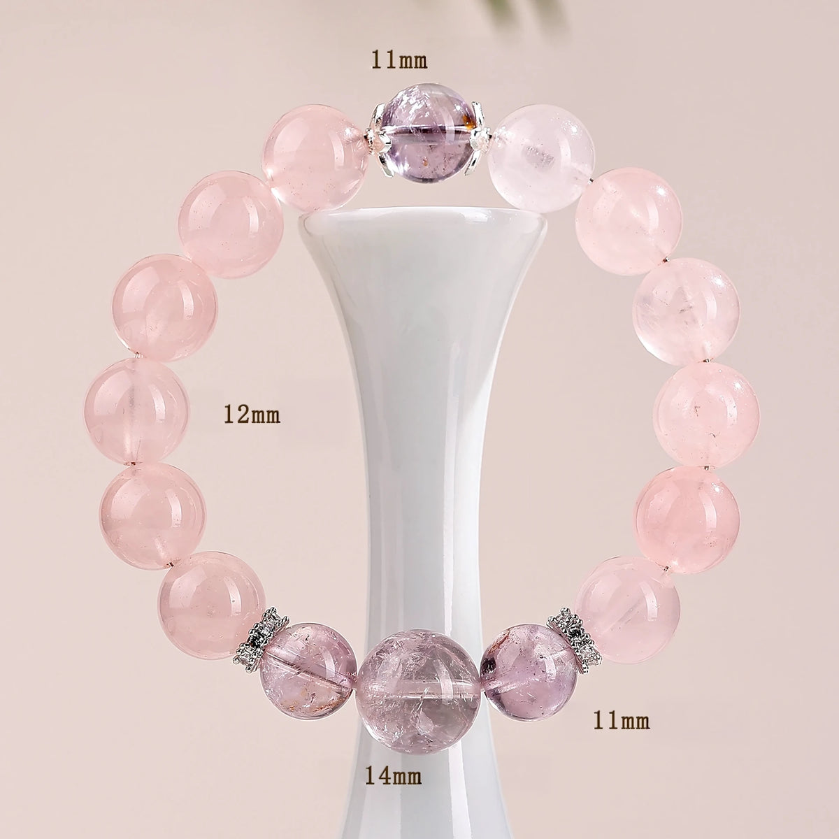 Dreaming in Pink & Violet — Rose Quartz & Purple Phantom Quartz Bracelet