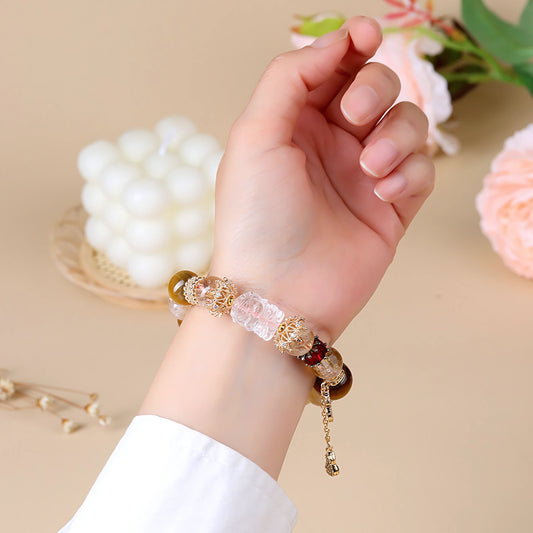 Tiger Eye · Citrine · Clear Quartz Bracelet — Wealth · Clarity · Golden Abundance