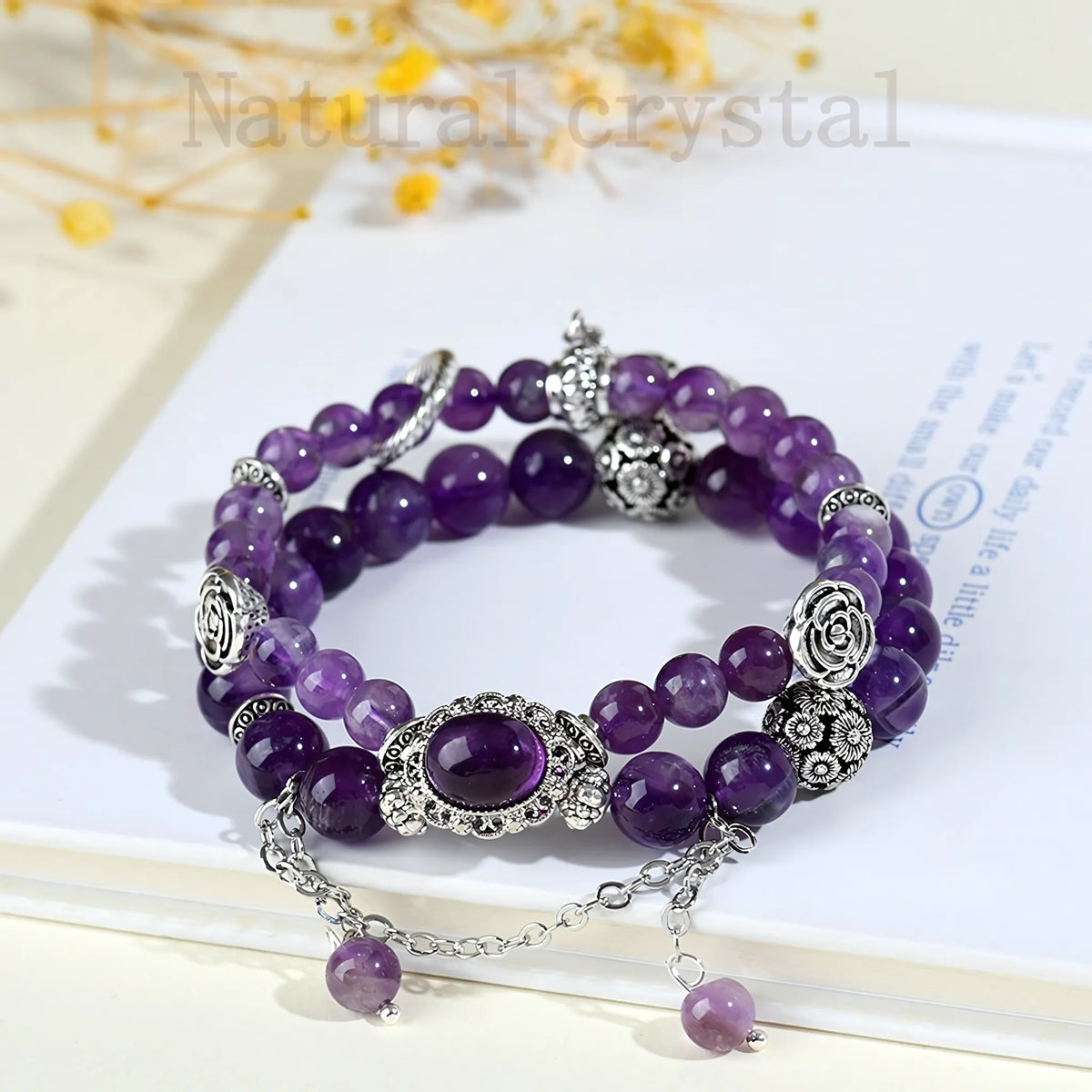 Natural Amethyst Double Layer Crystal Bracelet – Calm Anxiety & Embrace Abundance