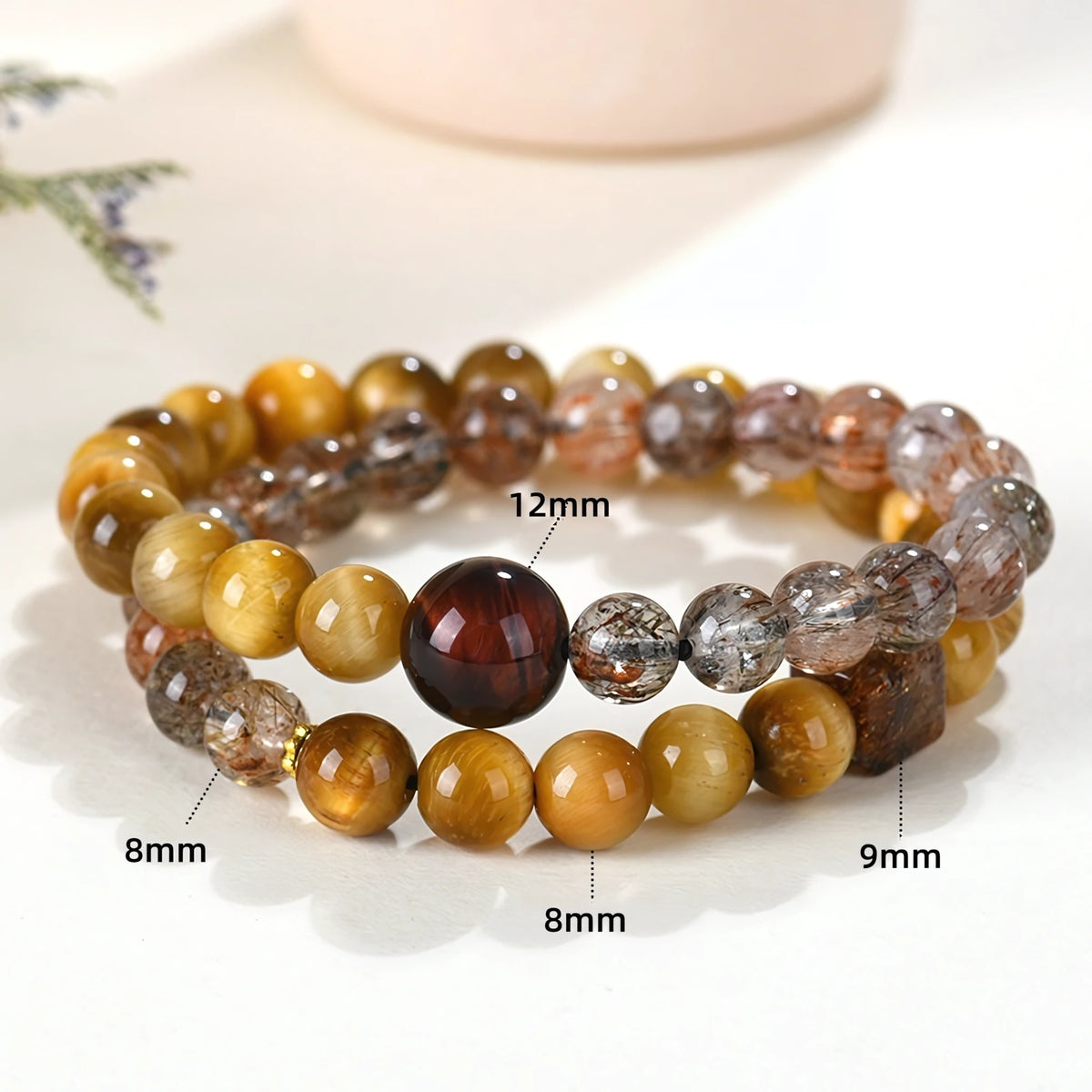 Golden Tiger Eye · Red Tiger Eye Double Wrap Bracelet — Abundance · Passion · Unstoppable Drive