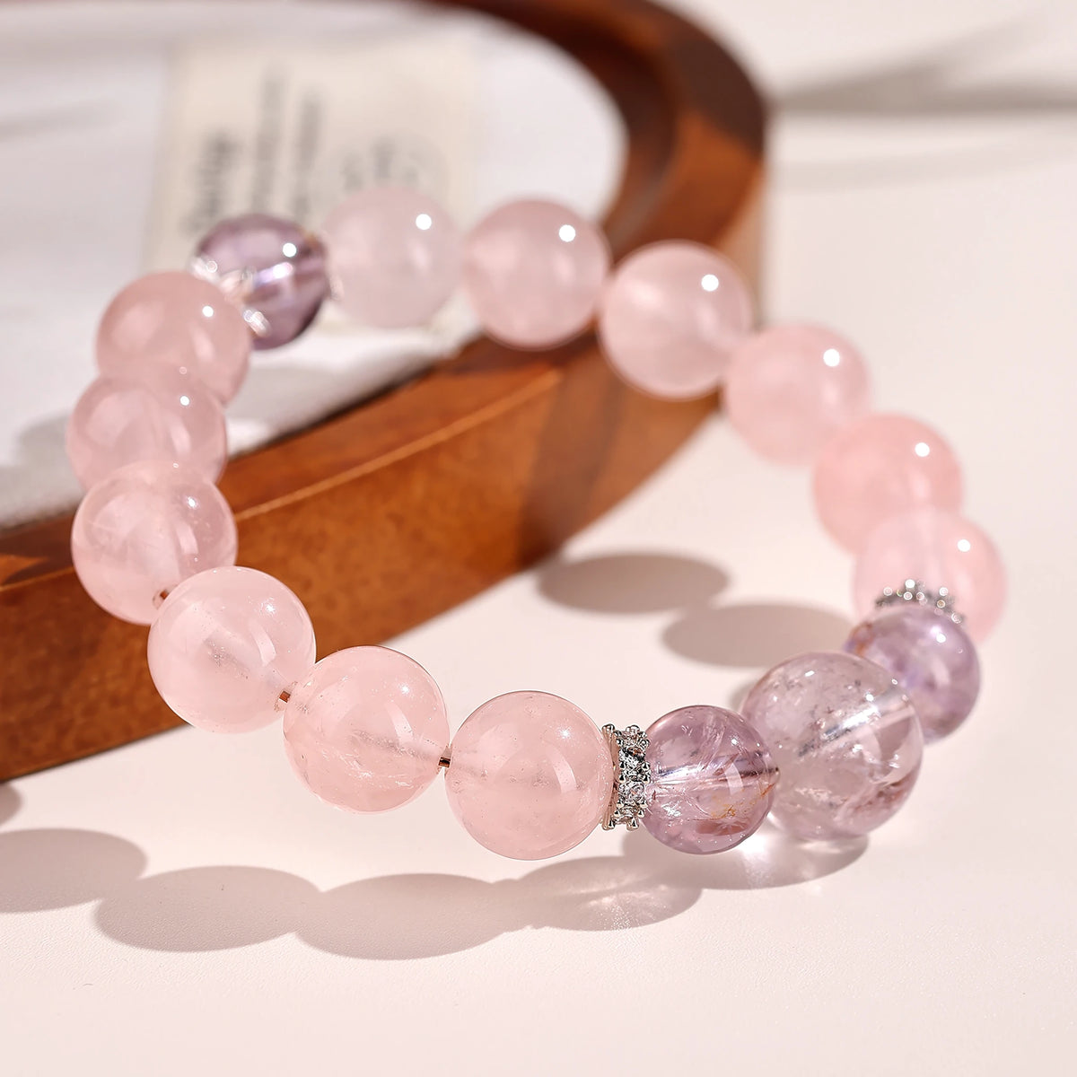 Dreaming in Pink & Violet — Rose Quartz & Purple Phantom Quartz Bracelet
