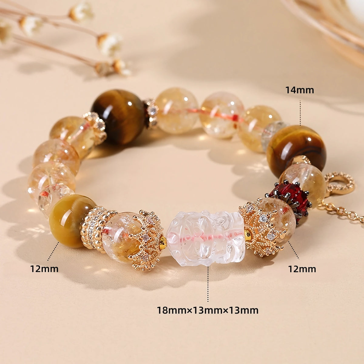 Tiger Eye · Citrine · Clear Quartz Bracelet — Wealth · Clarity · Golden Abundance