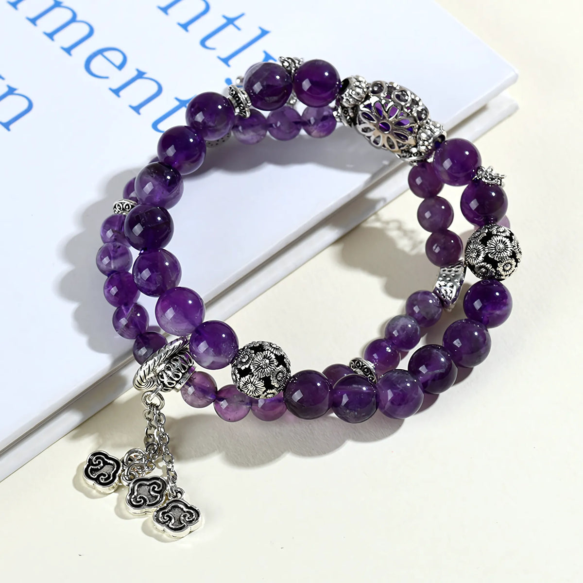 Natural Amethyst Double Layer Crystal Bracelet – Calm Anxiety & Embrace Abundance