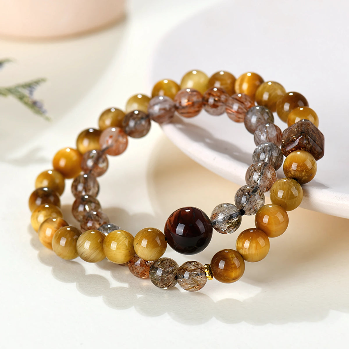 Golden Tiger Eye · Red Tiger Eye Double Wrap Bracelet — Abundance · Passion · Unstoppable Drive