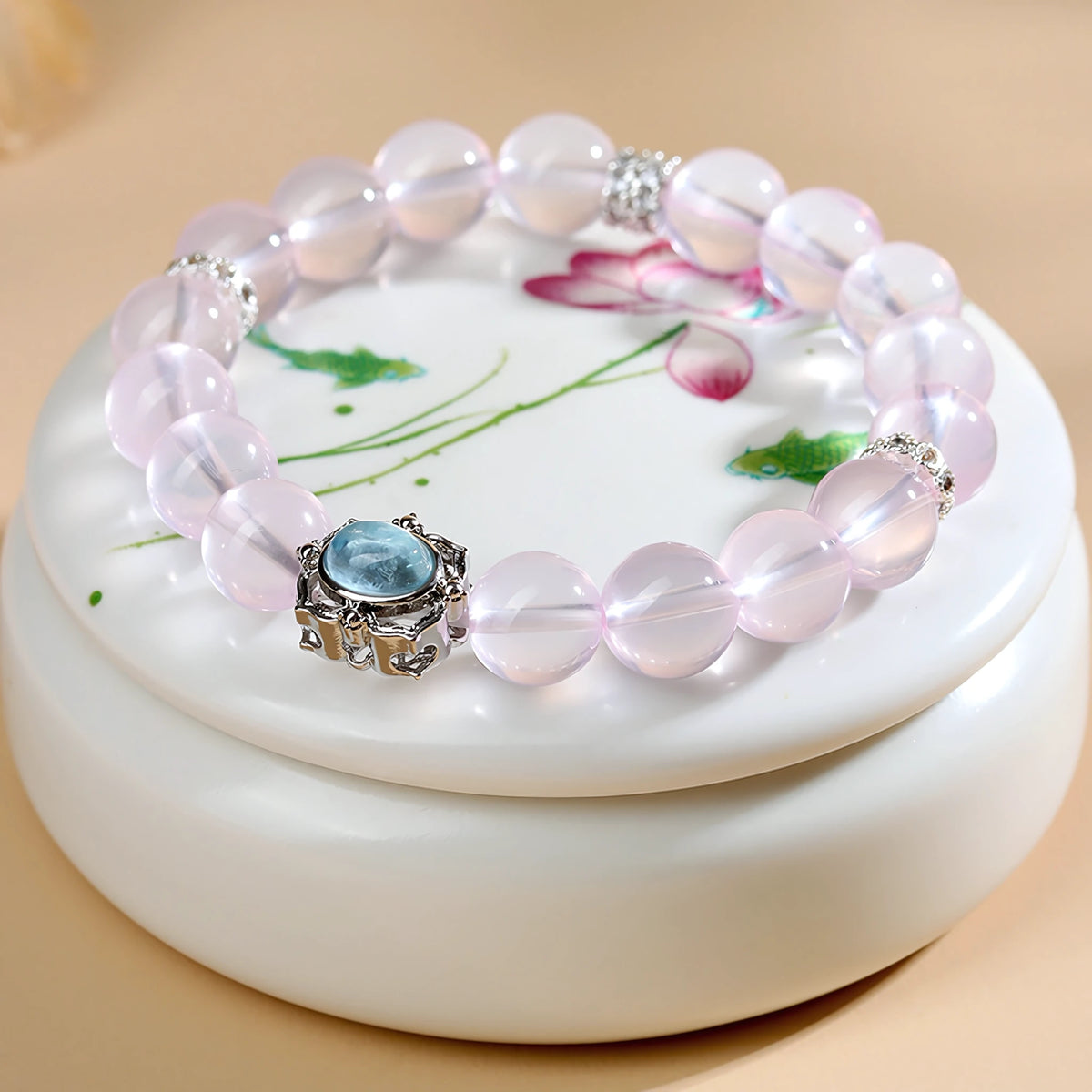 Soft, Seen & Deeply Loved — Rose Quartz & Aquamarine Vintage Bracelet