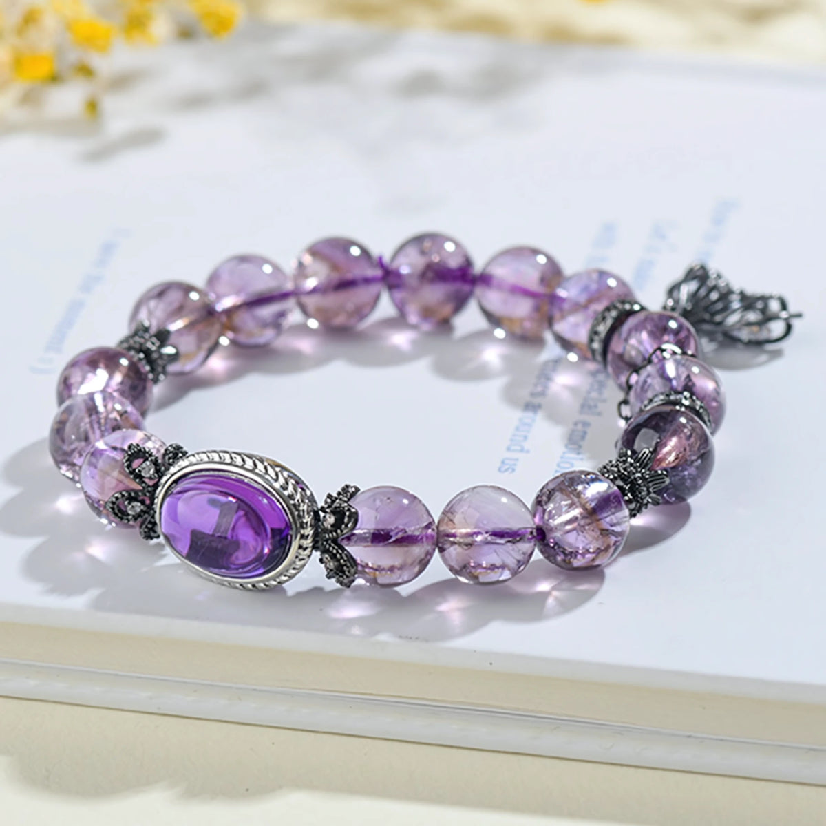 Let Serenity Find You — Amethyst Oval Gemstone Crystal Bracelet