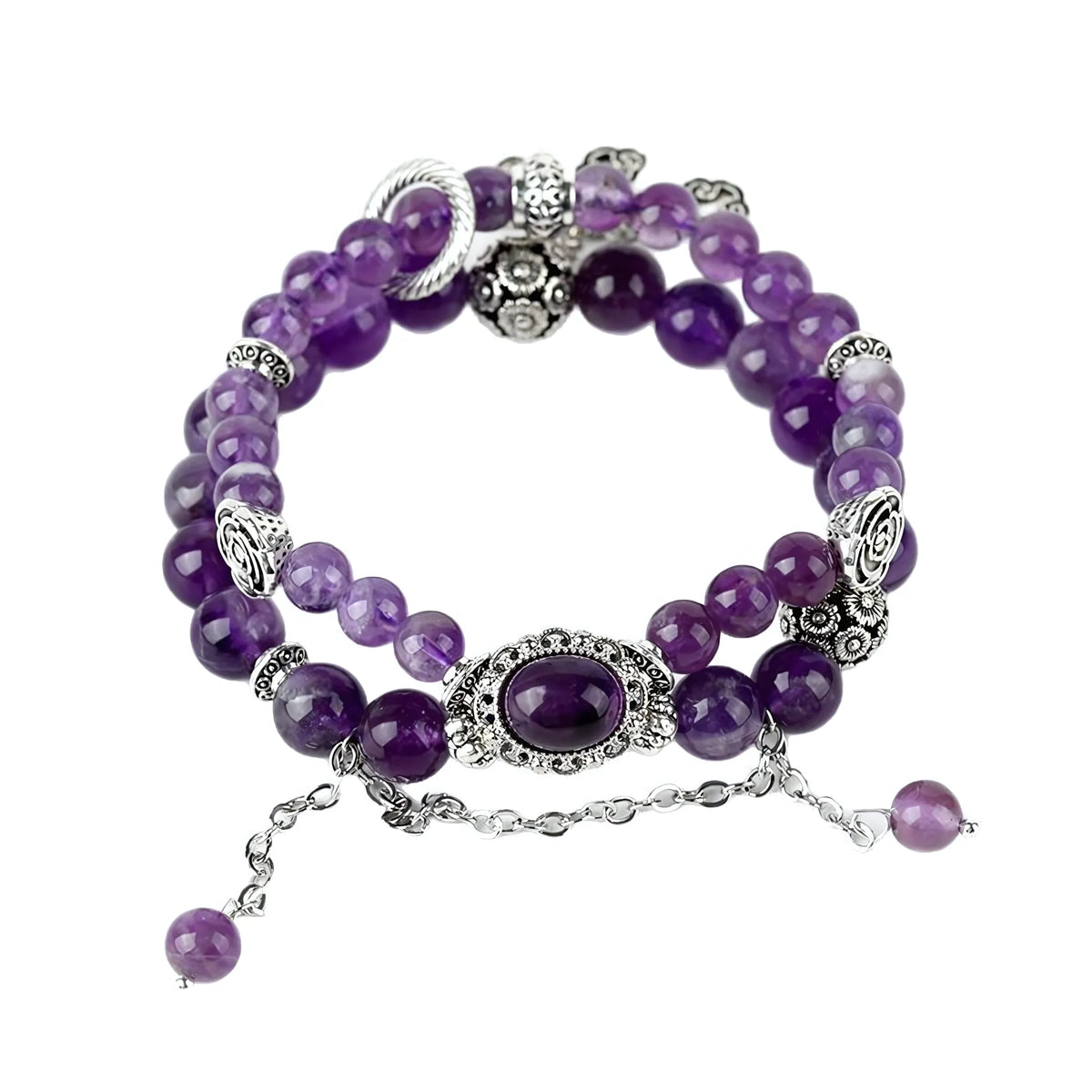 Natural Amethyst Double Layer Crystal Bracelet – Calm Anxiety & Embrace Abundance