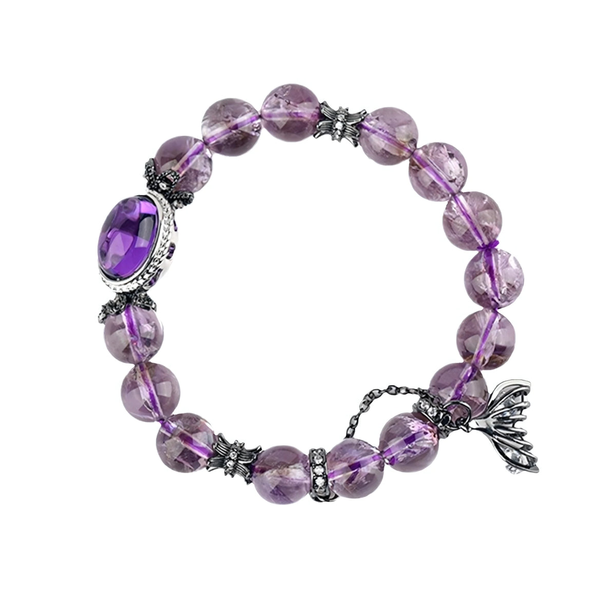 Let Serenity Find You — Amethyst Oval Gemstone Crystal Bracelet