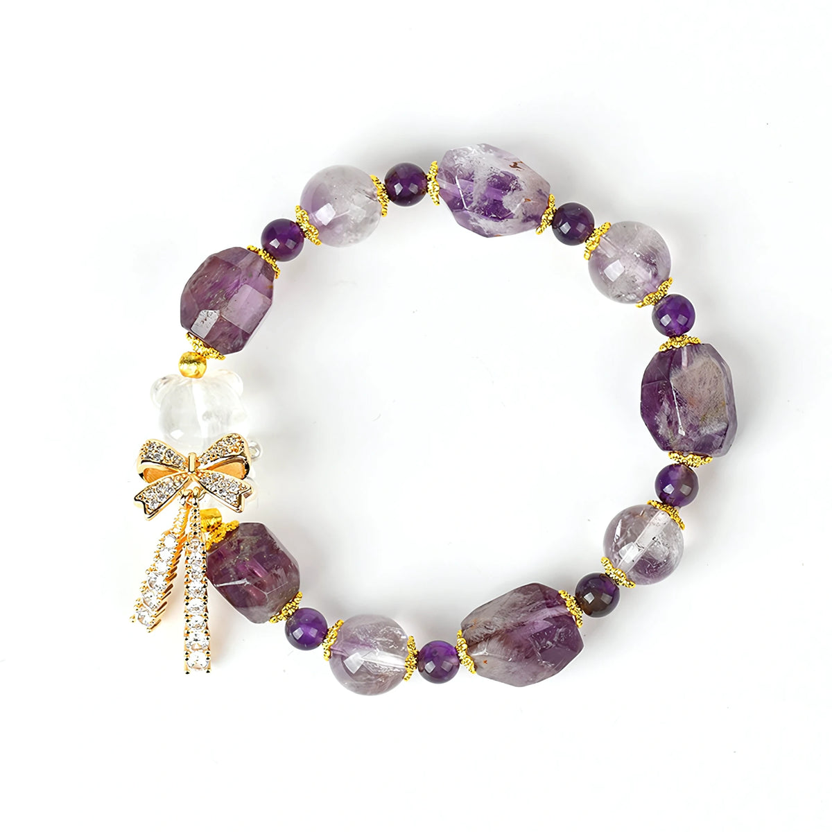 Natural Amethyst Raw Stone Bracelet – Release Stress & Embrace Graceful Abundance