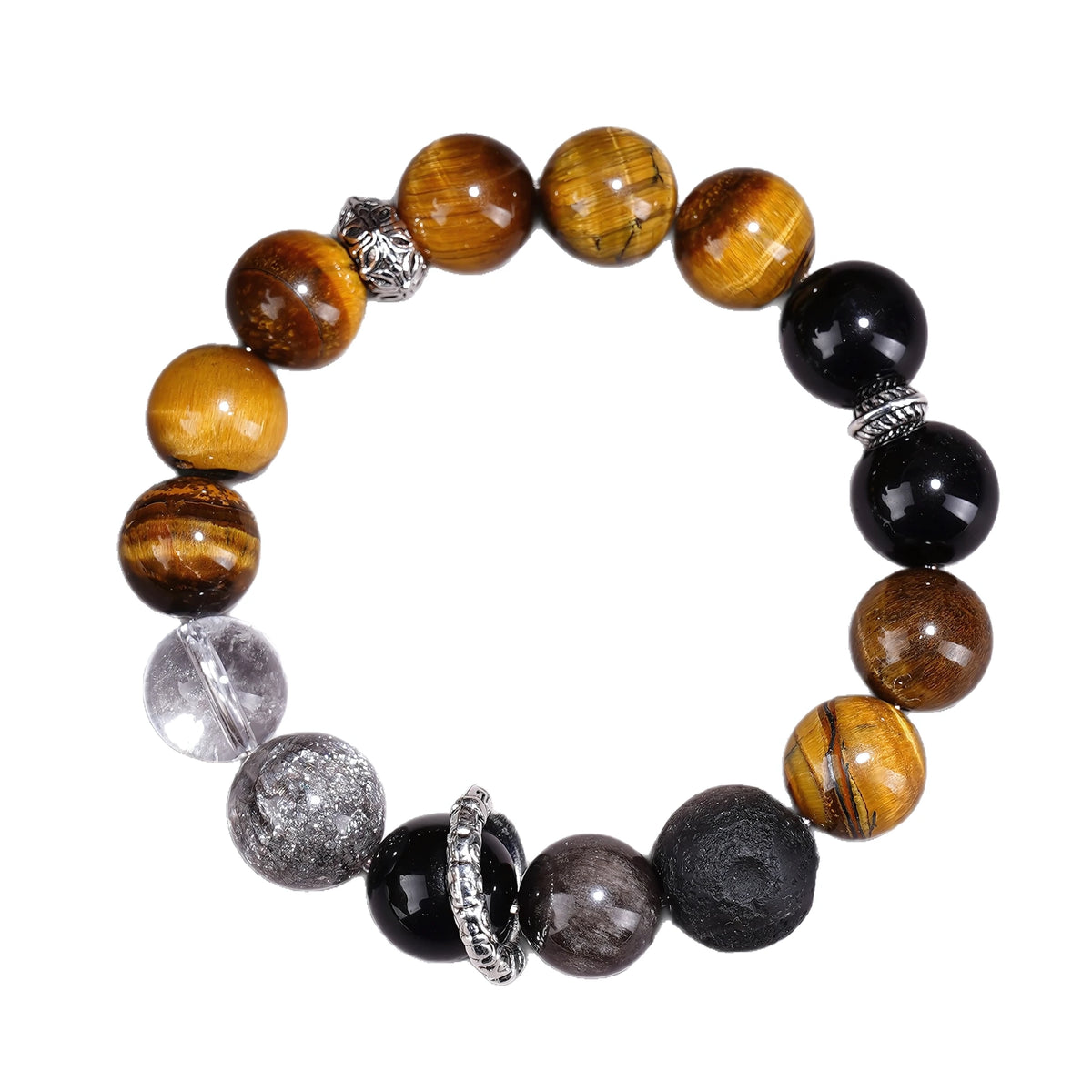 Tiger Eye · Silver Obsidian Couples Bracelet — Strength · Protection · Together in Power