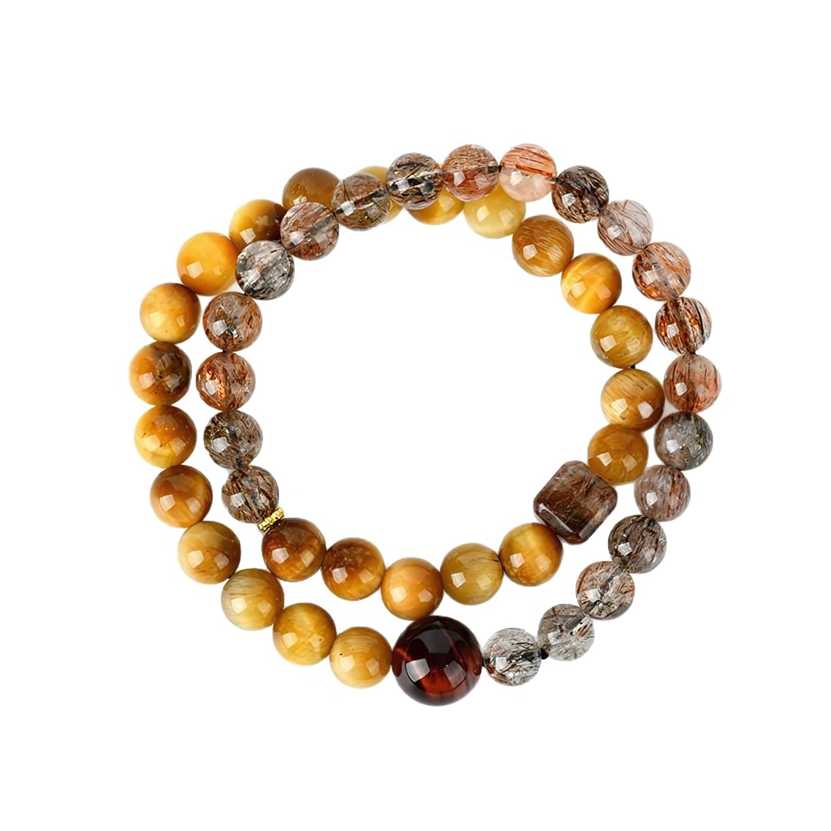 Golden Tiger Eye · Red Tiger Eye Double Wrap Bracelet — Abundance · Passion · Unstoppable Drive
