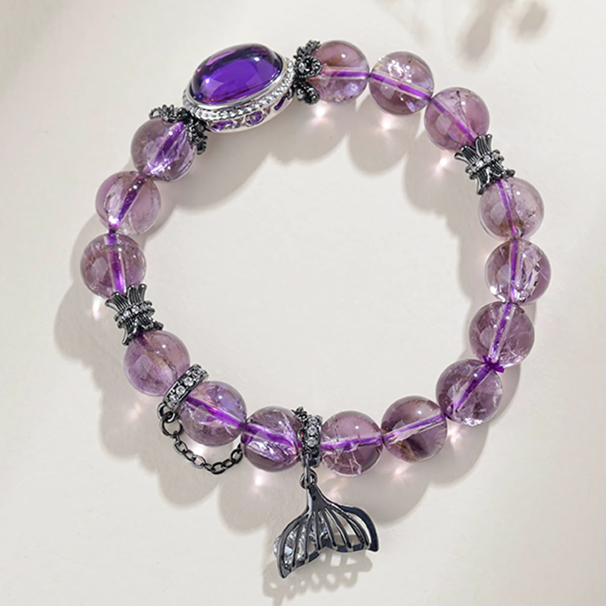Let Serenity Find You — Amethyst Oval Gemstone Crystal Bracelet