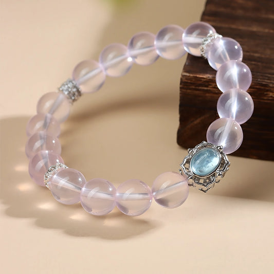 Soft, Seen & Deeply Loved — Rose Quartz & Aquamarine Vintage Bracelet