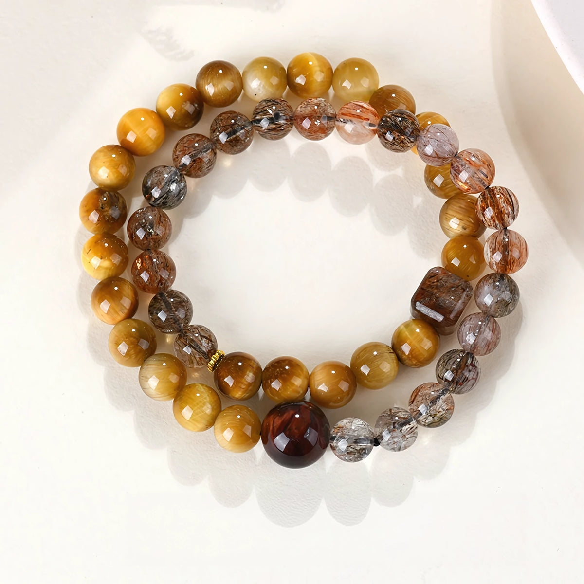Golden Tiger Eye · Red Tiger Eye Double Wrap Bracelet — Abundance · Passion · Unstoppable Drive