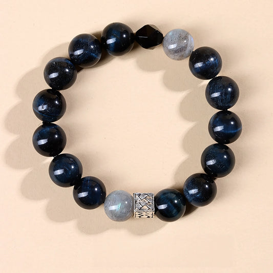 Blue Tiger Eye · Labradorite Bracelet — Confidence · Clarity · Deep Intuition